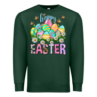 Sports Green Happy Easter with eggs Premium Sweatshirt - NancyCooperArtShop