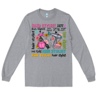 Heather Grey hair stylist typography Long Sleeve Tee - MaliasSmallBusiness