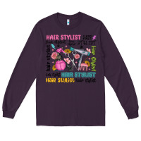 Plum hair stylist typography Long Sleeve Tee - MaliasSmallBusiness