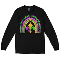 Black mardi gras fleur de lis rainbow Long Sleeve Tee - JahusDesignShop