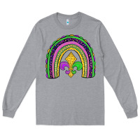 Heather Grey mardi gras fleur de lis rainbow Long Sleeve Tee - JahusDesignShop