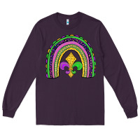 Plum mardi gras fleur de lis rainbow Long Sleeve Tee - JahusDesignShop