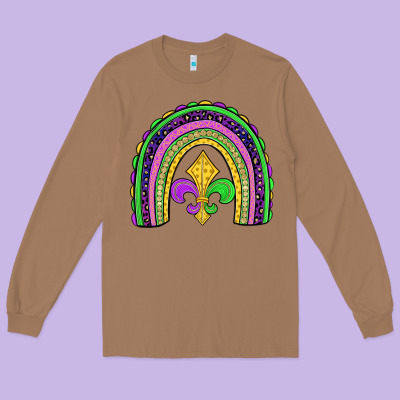 Mardi Gras Fleur De Lis Rainbow Long Sleeve Tee Designed By Jahusdesignshop