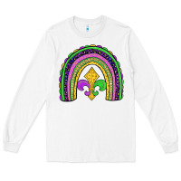 White mardi gras fleur de lis rainbow Long Sleeve Tee - JahusDesignShop