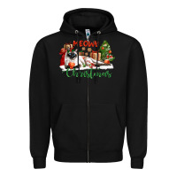 Black siamese cat meowy christmas Zipper Hoodie - LillyAllenDesigns
