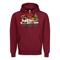 Burgundy siamese cat meowy christmas Zipper Hoodie - LillyAllenDesigns