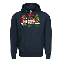 Navy siamese cat meowy christmas Zipper Hoodie - LillyAllenDesigns