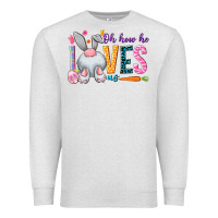 Oatmeal Heather Oh how he loves us Premium Sweatshirt - NancyCooperArtShop
