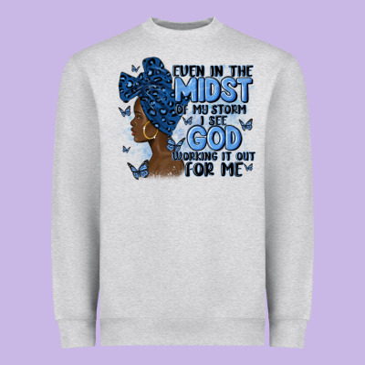 Even In The Midst Of May Storm Afro Woman Heavyweight Sweatshirt Designed By Maliassmallbusiness