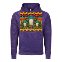Cloud Purple bull skulls gemstones and cactus with leopard and aztec Vintage Hoodie - Artiststas