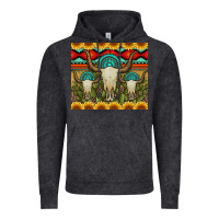 Vintage Black bull skulls gemstones and cactus with leopard and aztec Vintage Hoodie - Artiststas