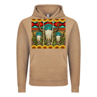 Vintage Coffee bull skulls gemstones and cactus with leopard and aztec Vintage Hoodie - Artiststas