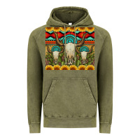 Vintage Olive bull skulls gemstones and cactus with leopard and aztec Vintage Hoodie - Artiststas