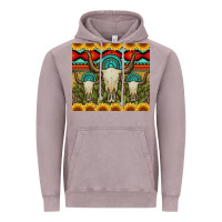 Vintage Zinc bull skulls gemstones and cactus with leopard and aztec Vintage Hoodie - Artiststas