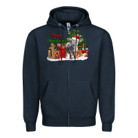Navy happy christmas southdown baby sheep Zipper Hoodie - LillyAllenDesigns