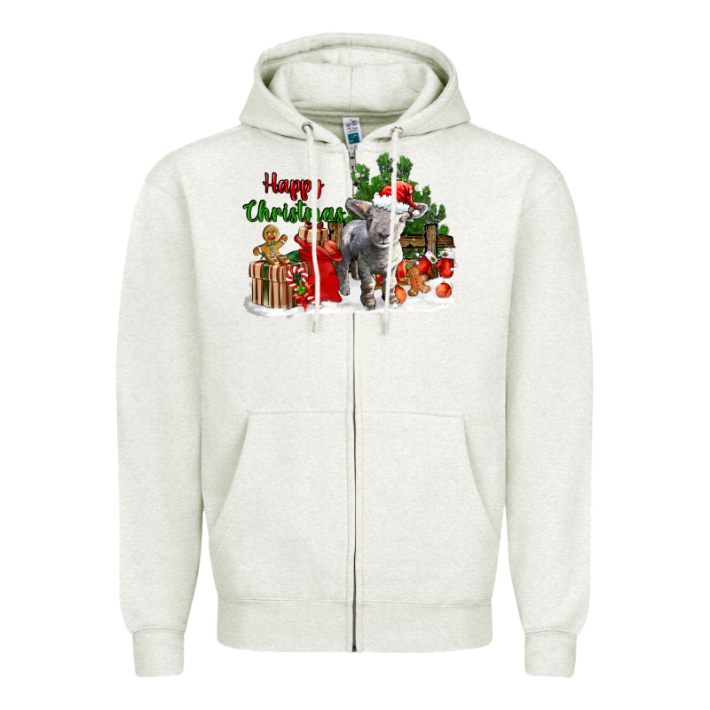 Happy Christmas Southdown Baby Sheep Zipper Hoodie by LillyAllenDesigns | Teevron