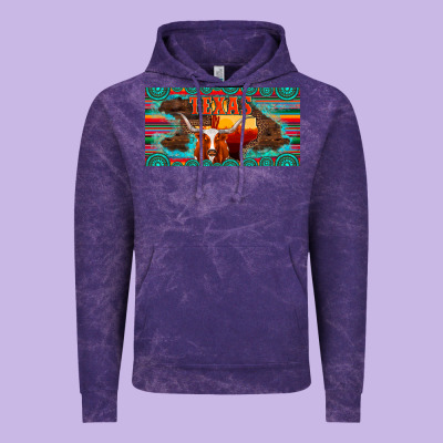 Texas And Map With Longhorn Serape Gemstone Licanse Plate Vintage Hoodie Designed By Artiststas