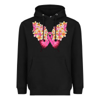 Black Pink ribbon Breast Cancer butterfly Heavyweight Hoodie - NancyCooperArtShop