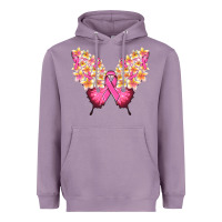 Lavender Pink ribbon Breast Cancer butterfly Heavyweight Hoodie - NancyCooperArtShop