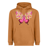 Pink Ribbon Breast Cancer Butterfly Heavyweight Hoodie | Teevron