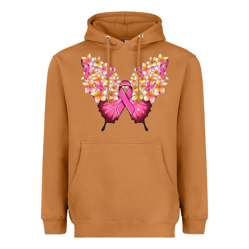 Pink Ribbon Breast Cancer Butterfly Heavyweight Hoodie by NancyCooperArtShop | Teevron