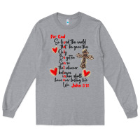 Heather Grey for god so loved the world Long Sleeve Tee - MaliasSmallBusiness