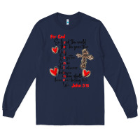 Navy for god so loved the world Long Sleeve Tee - MaliasSmallBusiness