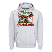 Heather Grey maine coon cat merry christmas Zipper Hoodie - LillyAllenDesigns