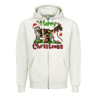 Oatmeal Heather maine coon cat merry christmas Zipper Hoodie - LillyAllenDesigns