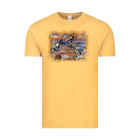 Vintage Mustard aztec leopard cowhide wood western background Vintage Tee - AdoDesignShop