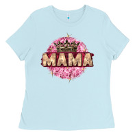Baby Blue mama with round leopard Ladies Tee - Zillion Design Studio