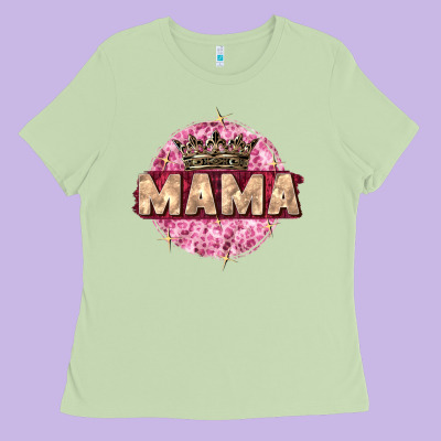 Mama With Round Leopard Ladies Tee Designed By Zillion Design Studio