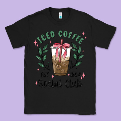 Iced Coffee Social Club Classic Tee Designed By Maliassmallbusiness