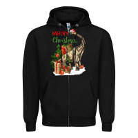 Black merry christmas brachiosaurus Zipper Hoodie - LillyAllenDesigns