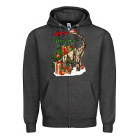 Charcoal Heather merry christmas brachiosaurus Zipper Hoodie - LillyAllenDesigns