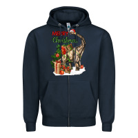 Navy merry christmas brachiosaurus Zipper Hoodie - LillyAllenDesigns