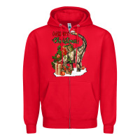 Red merry christmas brachiosaurus Zipper Hoodie - LillyAllenDesigns