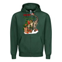 Sports Green merry christmas brachiosaurus Zipper Hoodie - LillyAllenDesigns