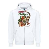 White merry christmas brachiosaurus Zipper Hoodie - LillyAllenDesigns