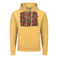 Vintage Mustard Easter Butterflies Background Vintage Hoodie - RanaPortraitStore