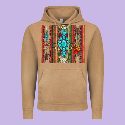 Gemstone Flowers Arrow With Leopards And Serape Vintage Hoodie Designed By Artiststas