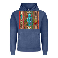 Vintage Denim gemstone flowers arrow with leopards and serape Vintage Hoodie - Artiststas