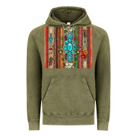 Vintage Olive gemstone flowers arrow with leopards and serape Vintage Hoodie - Artiststas