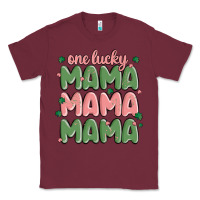 Burgundy one lucky mama Classic Tee - MaliasSmallBusiness