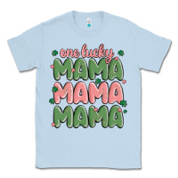 Dusty Blue one lucky mama Classic Tee - MaliasSmallBusiness