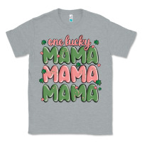 Heather Grey one lucky mama Classic Tee - MaliasSmallBusiness