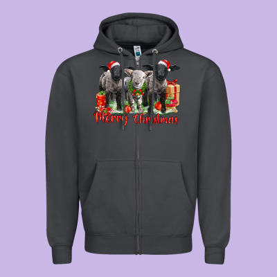 Merry Christmas Baby Sheeps Zipper Hoodie Designed By Lillyallendesigns