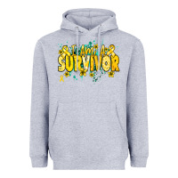 Heather Grey I am a survivor yellow ribbon Heavyweight Hoodie - NancyCooperArtShop