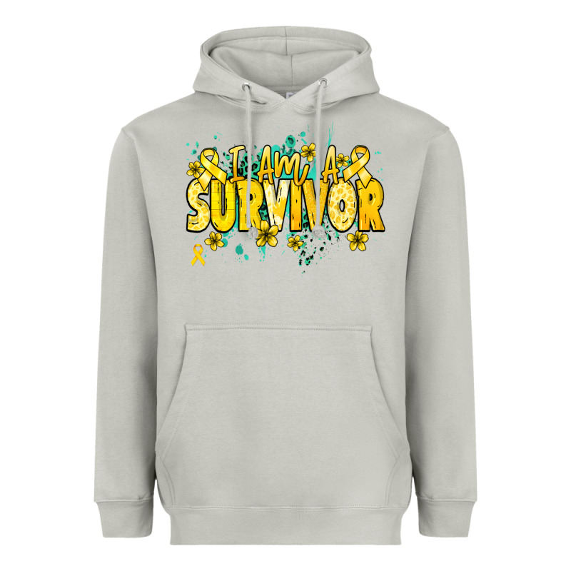 I Am A Survivor Yellow Ribbon Heavyweight Hoodie by NancyCooperArtShop | Teevron