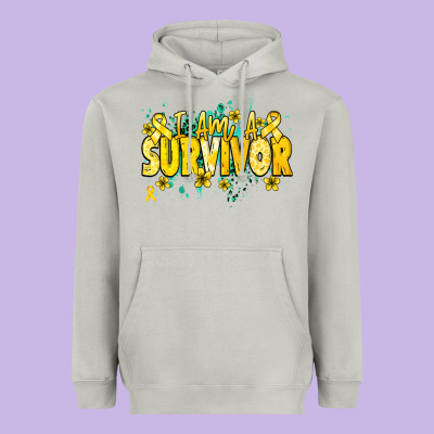I Am A Survivor Yellow Ribbon Heavyweight Hoodie Designed By Nancycooperartshop